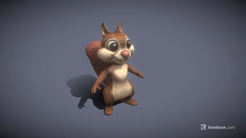 Cute 3D Cartoon Squirrel Character Standing With Big Eyes And Brown Fur 3d model 