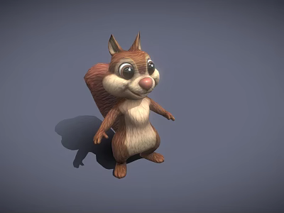 Cute 3D Cartoon Squirrel Character Standing With Big Eyes And Brown Fur 3d model