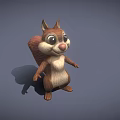 Cute 3D Cartoon Squirrel Character Standing With Big Eyes And Brown Fur