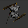 Futuristic Robots Design With Black And White Bodies And Long Weapons