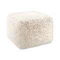 White Fuzzy Square Ottoman Soft Comfortable Living Room Decor Piece