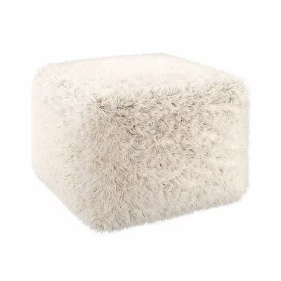 White Fuzzy Square Ottoman Soft Comfortable Living Room Decor Piece 3d model