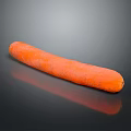 Fresh Orange Carrot With Smooth Surface On Black Background Reflective Shine Close Up View