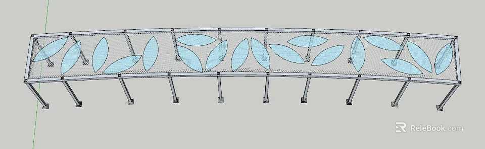 Modern Pergola Design with Metal Frame and Leaf Shaped Decorations on Supporting Columns 3d model 