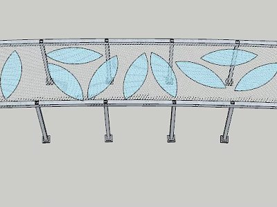 Modern Pergola Design with Metal Frame and Leaf Shaped Decorations on Supporting Columns 3d model