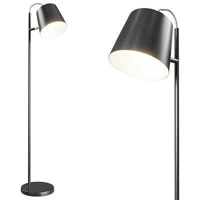 Modern Floor Lamp With Black Shade And Metal Stand For Living Room Decor 3d model