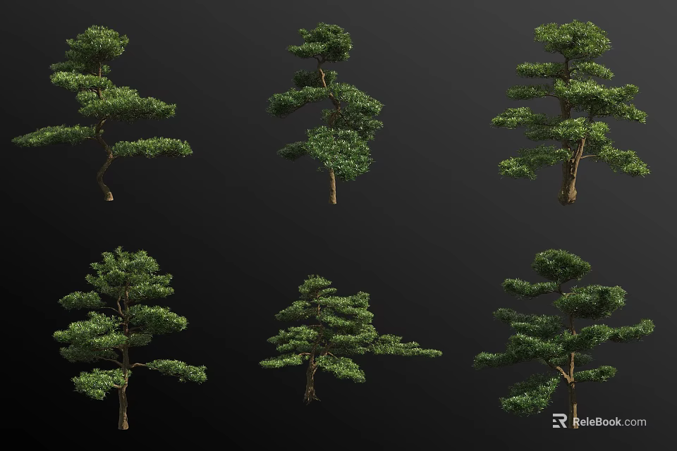 Different Shaped Arbor Trees With Various Forms For Landscaping Design 3d model