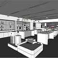 Bright Modern Digital Store Interior Featuring Display Counters Smartphones Laptops And Accessories