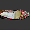 Luxurious Red Gold Embroidered High Heels with Pointed Toe and Stiletto Heel