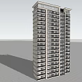 Modern High Rise Residential Building With Multiple Units And Large Windows 3d model