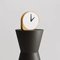 Black Side Table with Wooden Frame Clock White Dial and Black Hands Minimalist Interior Decor
