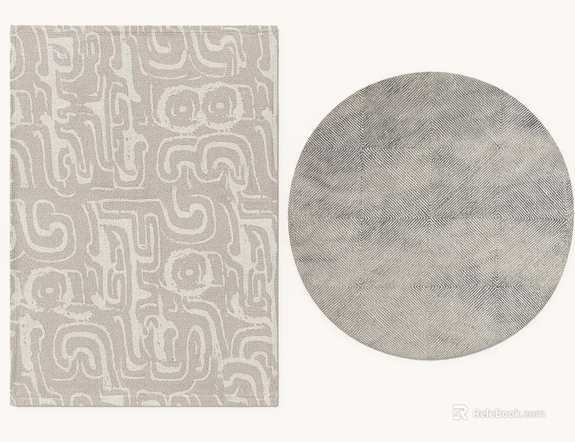 Soft Gray Round Carpet With Woven Texture And Modern Simple Design 3d model