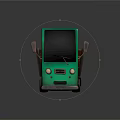 Green Toy Truck With Wooden Bed And Classic Cartoon Design