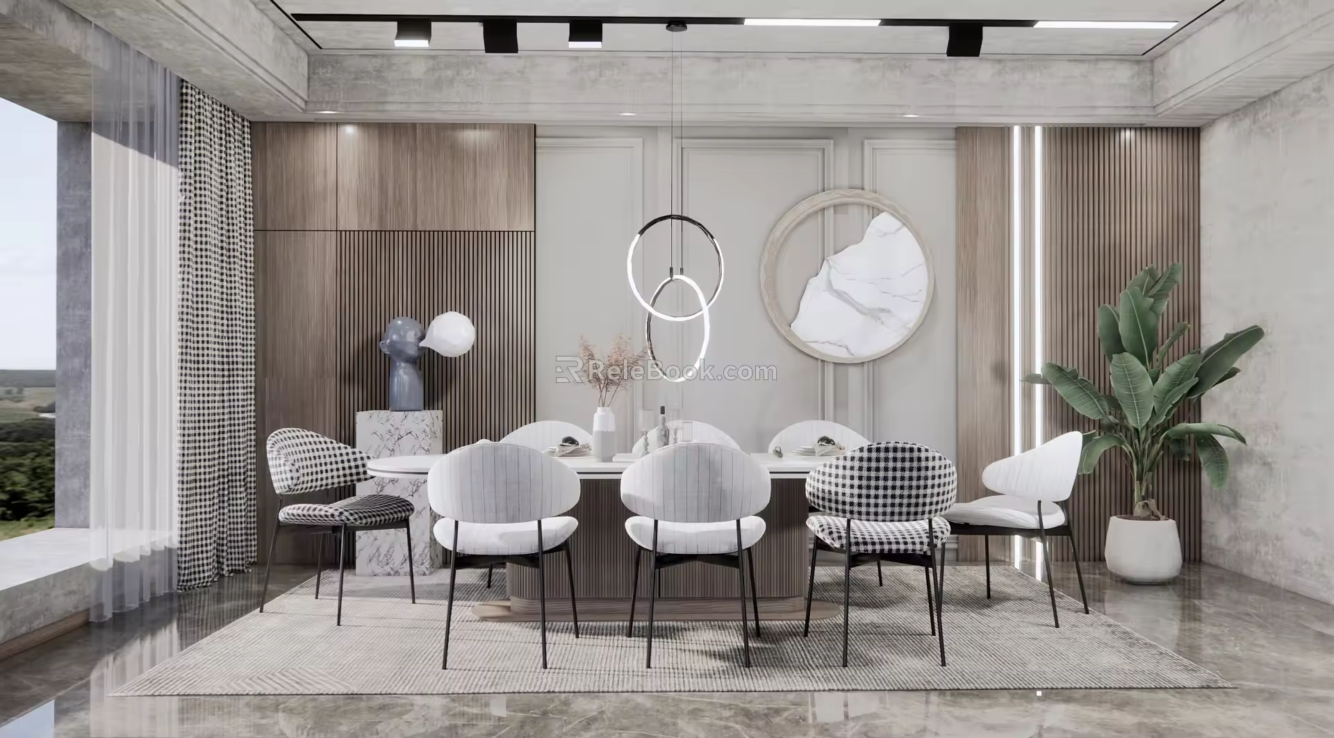 Modern Dining Table and Chair Combination Dining Table and Chair 3d model