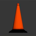 Orange Traffic Cones With White Stripes And Black Bases On Reflective Surface 3d model