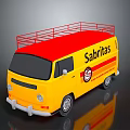 Vintage Yellow Bus With Red Roof And Metal Rack