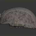 Military Tactical Helmet With Camouflage Pattern Mesh Texture And Yellow Insignia Design