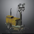 Yellow Trailer Mounted Mobile Lighting Equipment With Four Round Lamps And Generator Box