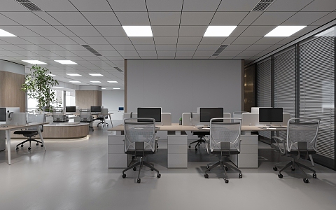 modern public office area office area 3d model