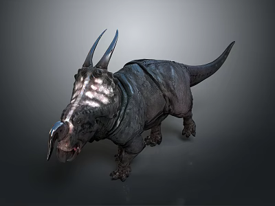 Realistic Triceratops 3D Model With Armored Skin Sharp Horns And Standing Pose 3d model