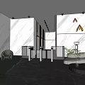 Modern Luxury Front Desk Reception Area With Marble Walls And Sofa Seating