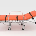 Commercial Medical Stretcher Equipment with Orange Surface Metal Frame Black Straps and Wheels