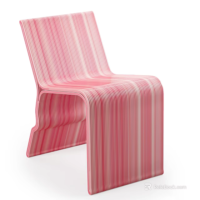 Pink Striped Leisure Chair With Modern Curved Plastic Structure And Sleek Contemporary Design 3d model 