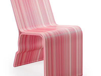 Pink Striped Leisure Chair With Modern Curved Plastic Structure And Sleek Contemporary Design 3d model