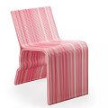 Pink Striped Leisure Chair With Modern Curved Plastic Structure And Sleek Contemporary Design