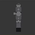 Futuristic Mechanical Silver Weapon With Yellow Emblem And Tactical Structure Details