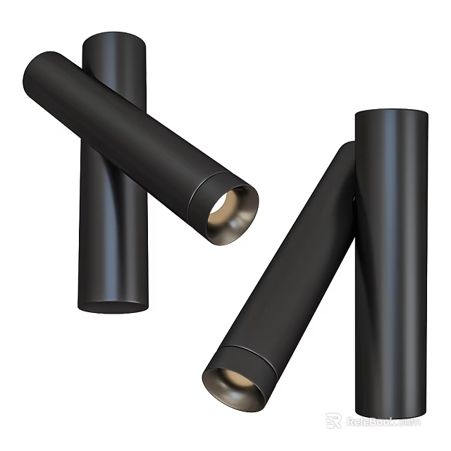 Modern Black Cylindrical Downlights and Spotlights with Metal Design for Interior Lighting 3d model 