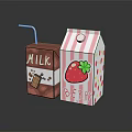 Milk and Berry Beverage Cartons with Strawberry Design and Red Pink Striped Packaging