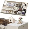 Modern Storage Cabinet With Drawers Shelves And Organized Accessories Towel Box Glasses Scarves