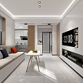 Modern Open Kitchen Interior With White Cabinets Wood Countertop And Green Plants