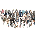 Diverse Group of People Standing Together in Various Poses and Casual Attire