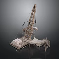 Industrial Construction Crane Structure With Metal Boom Arm And Base Platform