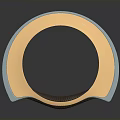 Curved Weapon Design With Blue Edge Gold Inner Ring And Beige Metallic Panel