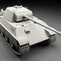 Military Tank With Heavy Tracks Turret And Long Gun Barrel Exterior View