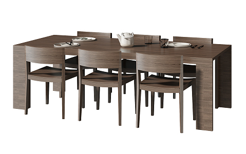 Modern Dining Table and Chair Combination Solid Wood Dining Table and Chair Combination 3d model