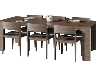 Modern Dining Table and Chair Combination Solid Wood Dining Table and Chair Combination 3d model