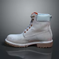 White High Top Leather Boots With Cuffed Top Orange Laces And Thick Sole