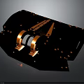 Precision Mechanical Device With Black Base Orange Silver Components And Fixing Points