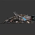 Discarded Building Components Consisting of Various Metal Fragments and Scrap Metal
