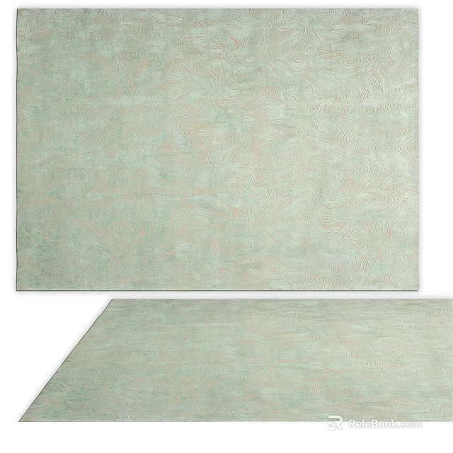 Light Green Square Rug With Soft Texture And Elegant Pattern For Home Decor 3d model