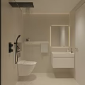Modern Bathroom Interior With Rainfall Shower Wall Mounted Sink And Backlit Mirror 3d model