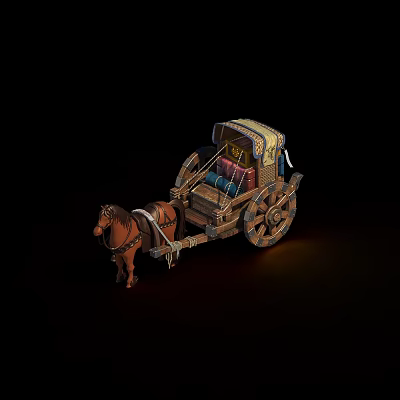 Chinese Cartoon Scene Carriage 3d model