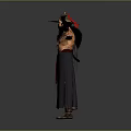 Warrior Character In Patterned Robe With Long Beard Wide Brimmed Hat And Sword Arms Outstretched