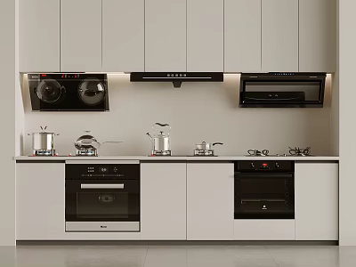 Elegant Modern Kitchen Appliances With Marble Countertops And Cabinets In Interior 3d model