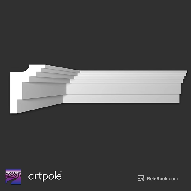 White Stacked Building Components With Stepped Layered Design For Interior Trim 3d model 