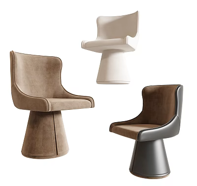 Modern Accent Chairs With Plush Upholstery And Tapered Bases In Brown White Gray 3d model